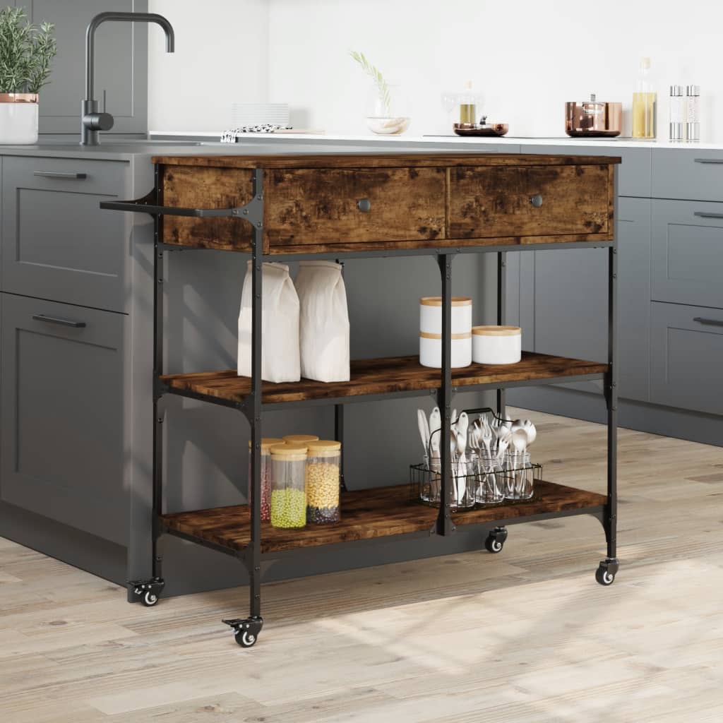 Kjøkkentralle Røkt Eik 105X42X95 Cm Konstruert Tre