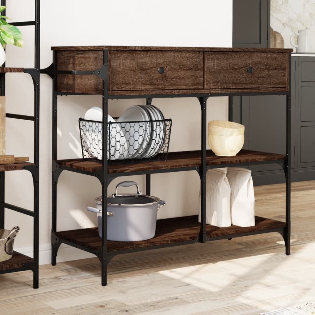Kjøkkentralle Brun Eik 105X42X95 Cm Konstruert Tre