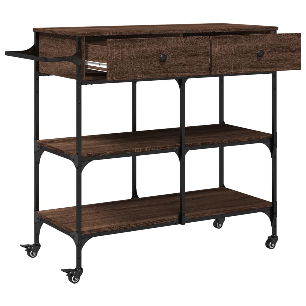 Kjøkkentralle Brun Eik 105X42X95 Cm Konstruert Tre