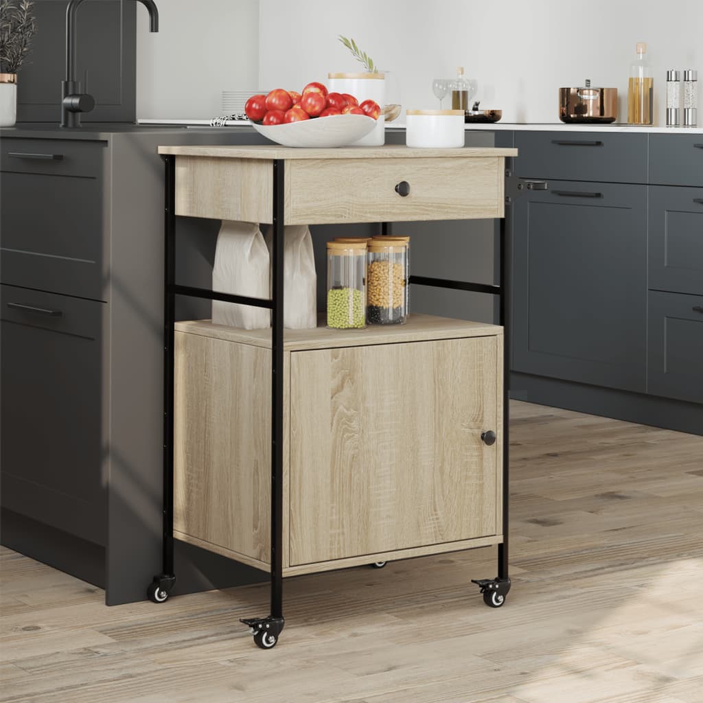 Kjøkkentralle Sonoma Eik 56X43X89,5 Cm Konstruert Tre