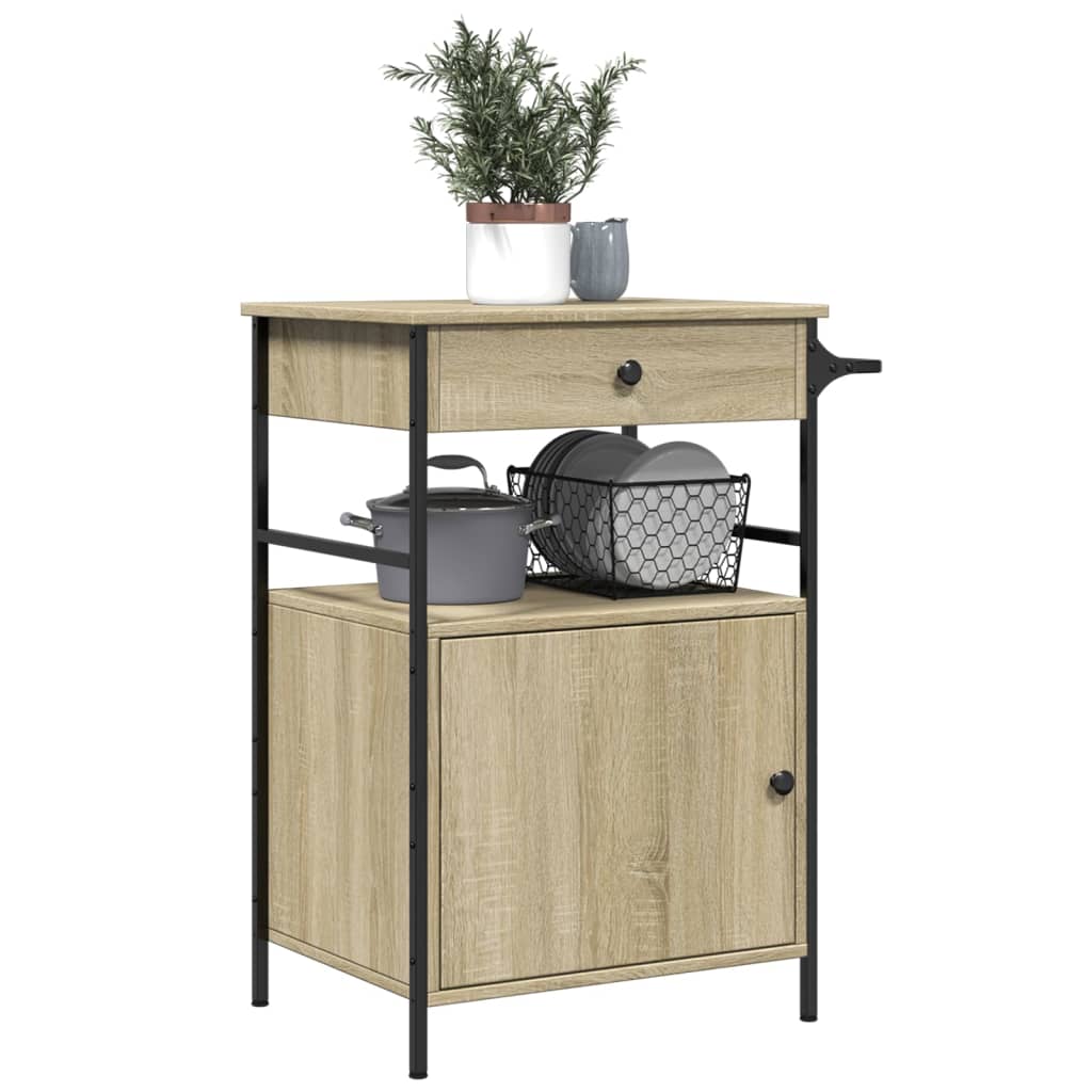Kjøkkentralle Sonoma Eik 56X43X89,5 Cm Konstruert Tre