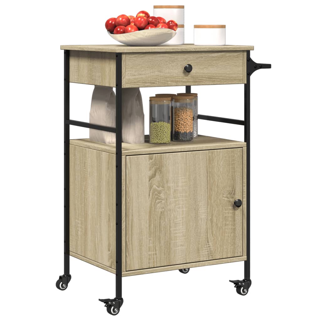 Kjøkkentralle Sonoma Eik 56X43X89,5 Cm Konstruert Tre