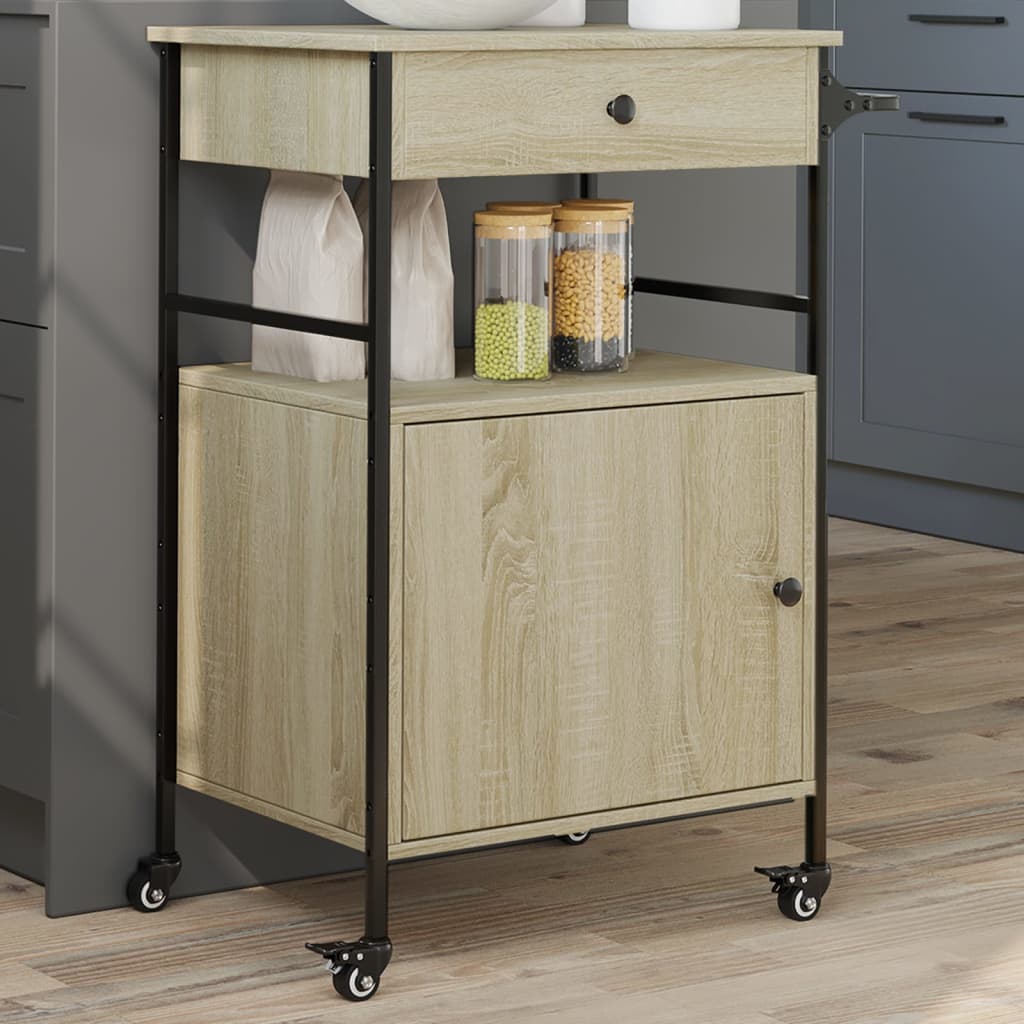 Kjøkkentralle Sonoma Eik 56X43X89,5 Cm Konstruert Tre