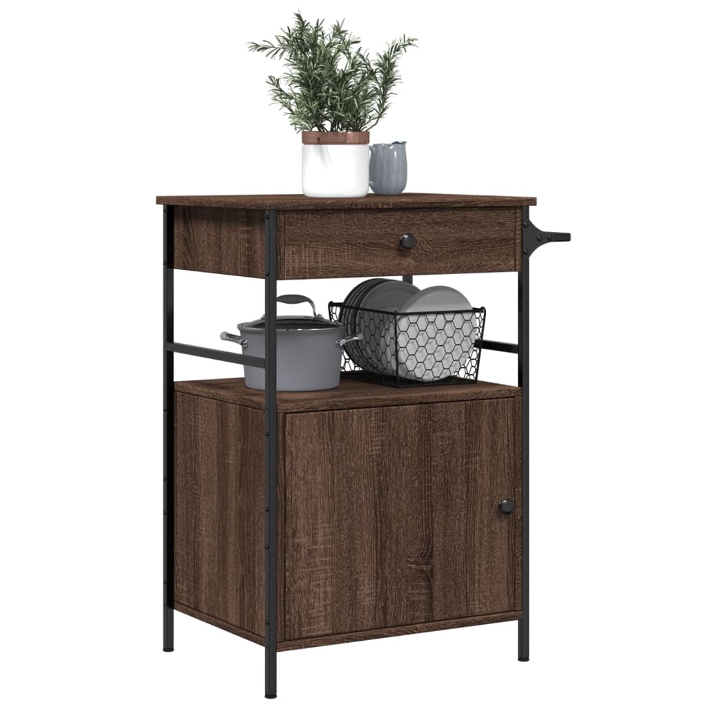 Kjøkkentralle Brun Eik 56X43X89,5 Cm Konstruert Tre