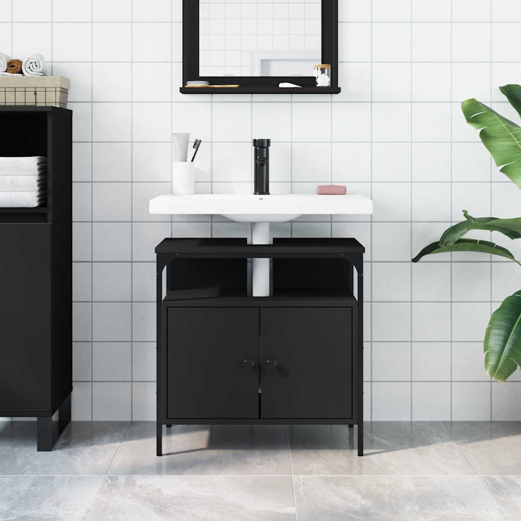 Servantskap Svart 60X30X60 Cm Konstruert Tre