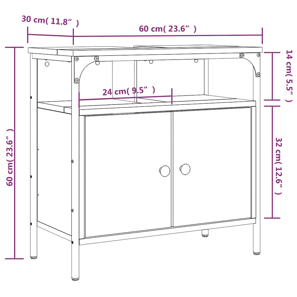 Servantskap Svart 60X30X60 Cm Konstruert Tre