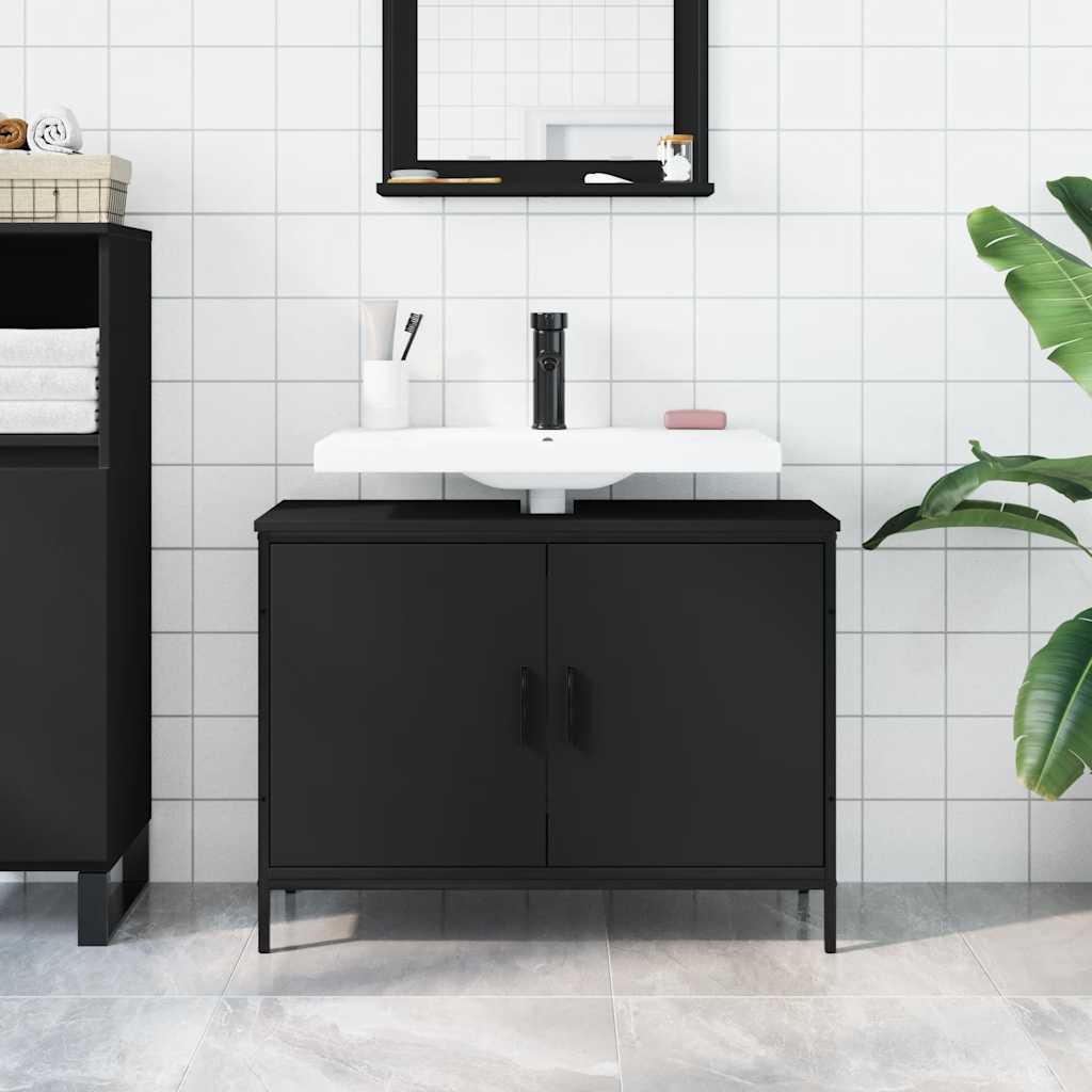 Servantskap Svart 80X30X60 Cm Konstruert Tre