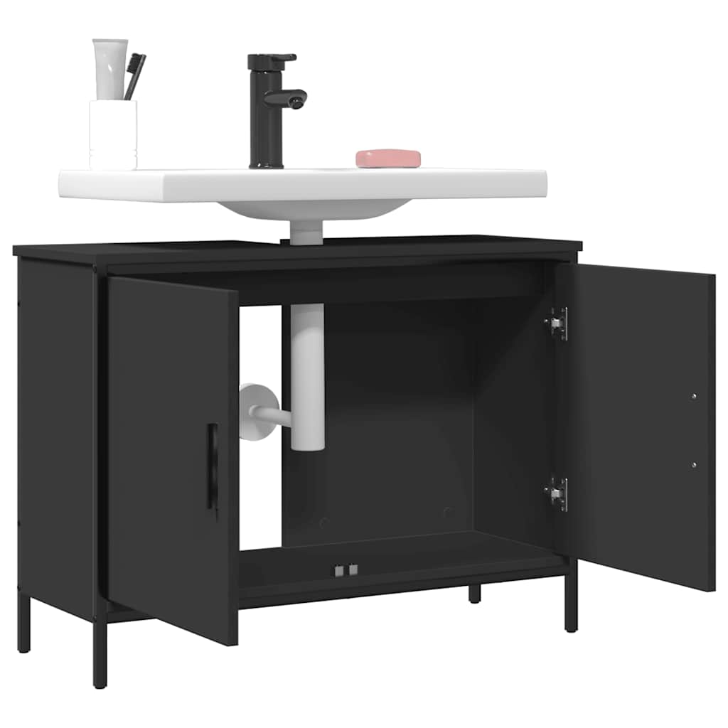 Servantskap Svart 80X30X60 Cm Konstruert Tre