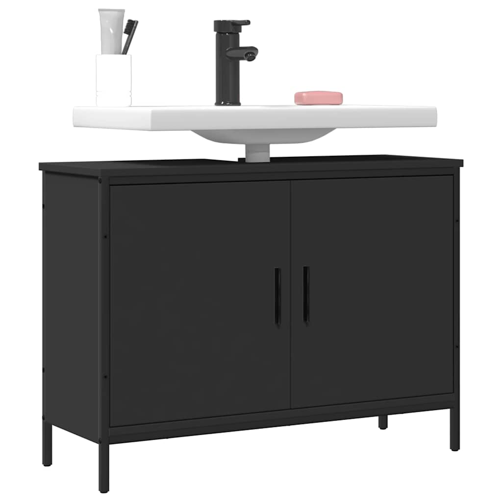 Servantskap Svart 80X30X60 Cm Konstruert Tre