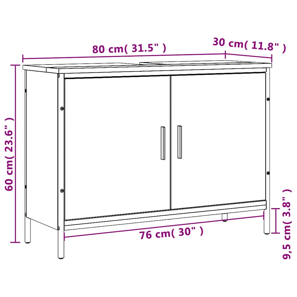 Servantskap Brun Eik 80X30X60 Cm Konstruert Tre