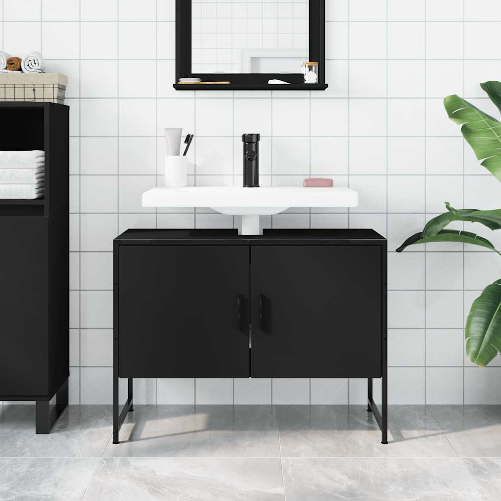 Servantskap Svart 80X33X60 Cm Konstruert Tre