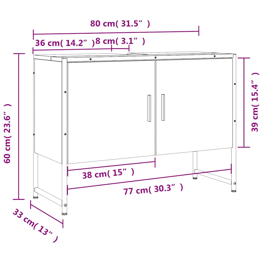Servantskap Svart 80X33X60 Cm Konstruert Tre