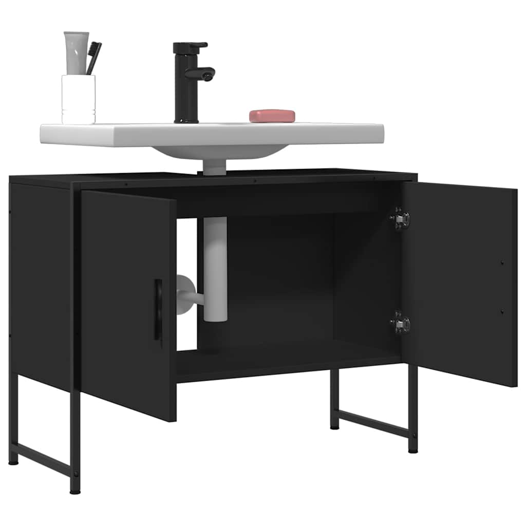 Servantskap Svart 80X33X60 Cm Konstruert Tre