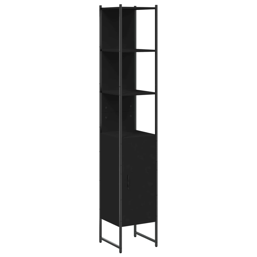 Baderomsskap Svart 33X33X185,5 Cm Konstruert Tre