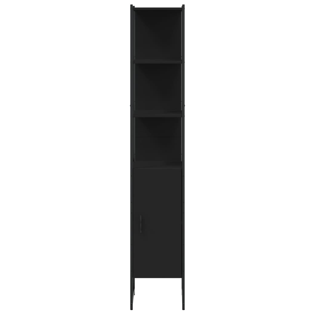 Baderomsskap Svart 33X33X185,5 Cm Konstruert Tre