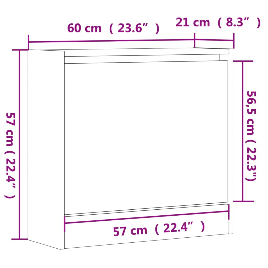 Skoskap Betonggrå 60X21X57 Cm Konstruert Tre