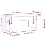 Salongbord Hvit 102X55X42 Cm Konstruert Tre