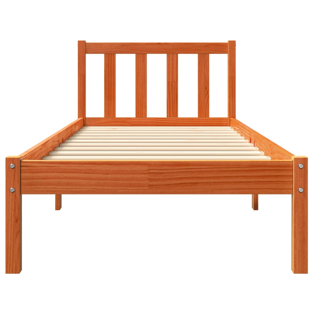Sengeramme Uten Madrass Voksbrun 90X190 Cm Heltre Furu