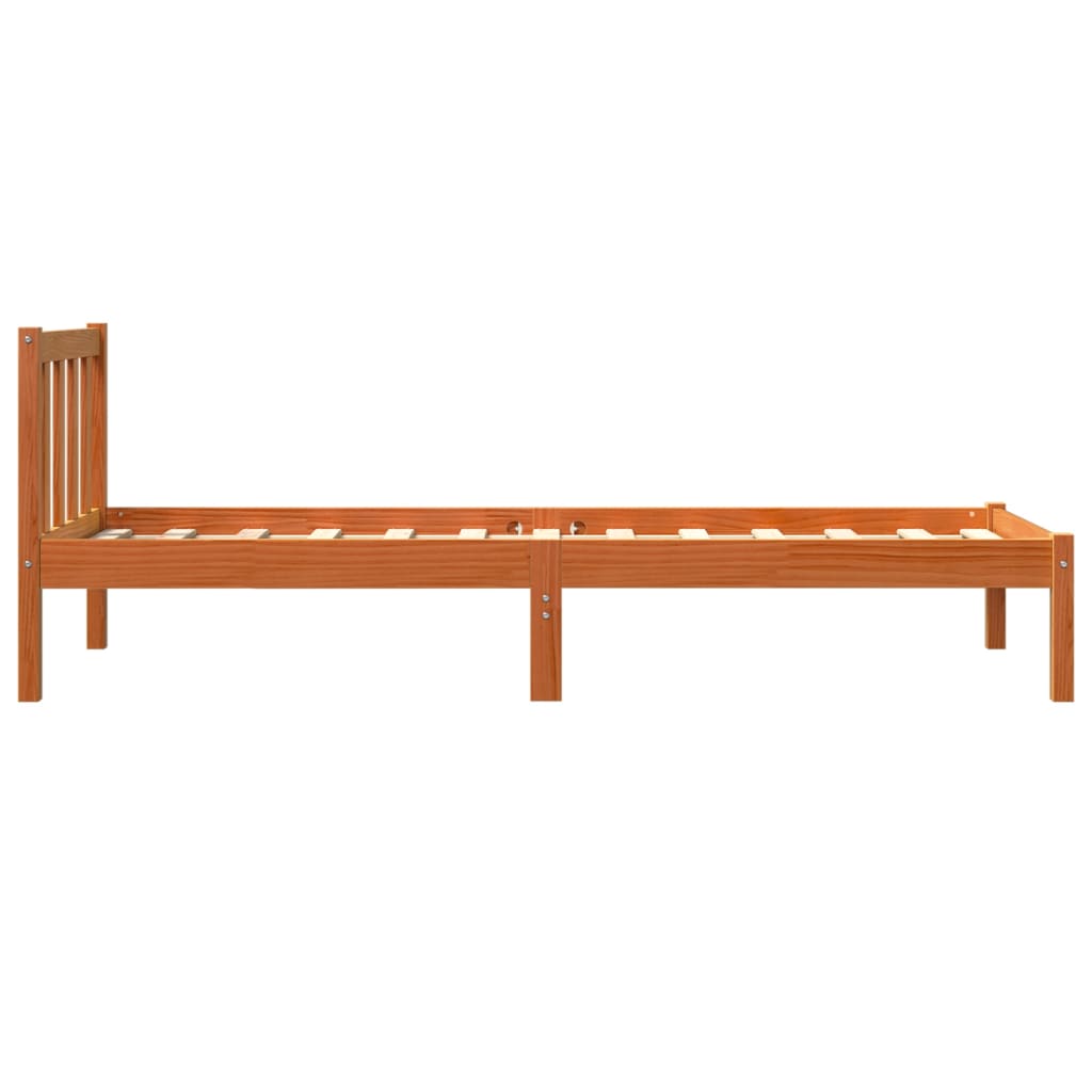 Sengeramme Uten Madrass Voksbrun 90X190 Cm Heltre Furu