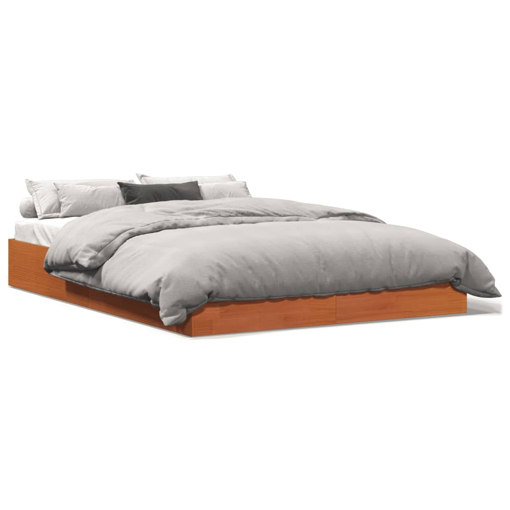 Sengeramme Uten Madrass Voksbrun 120X190 Cm Heltre Furu