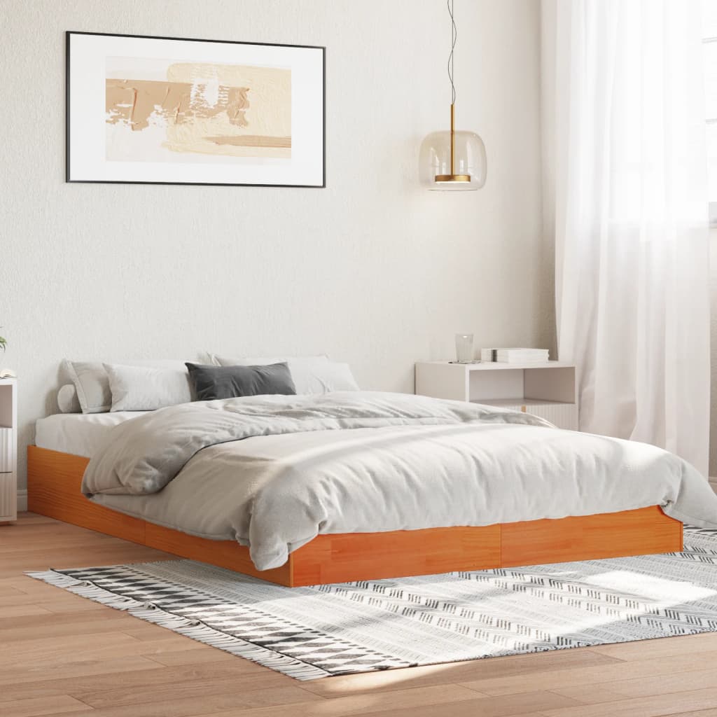 Sengeramme Uten Madrass Voksbrun 120X190 Cm Heltre Furu
