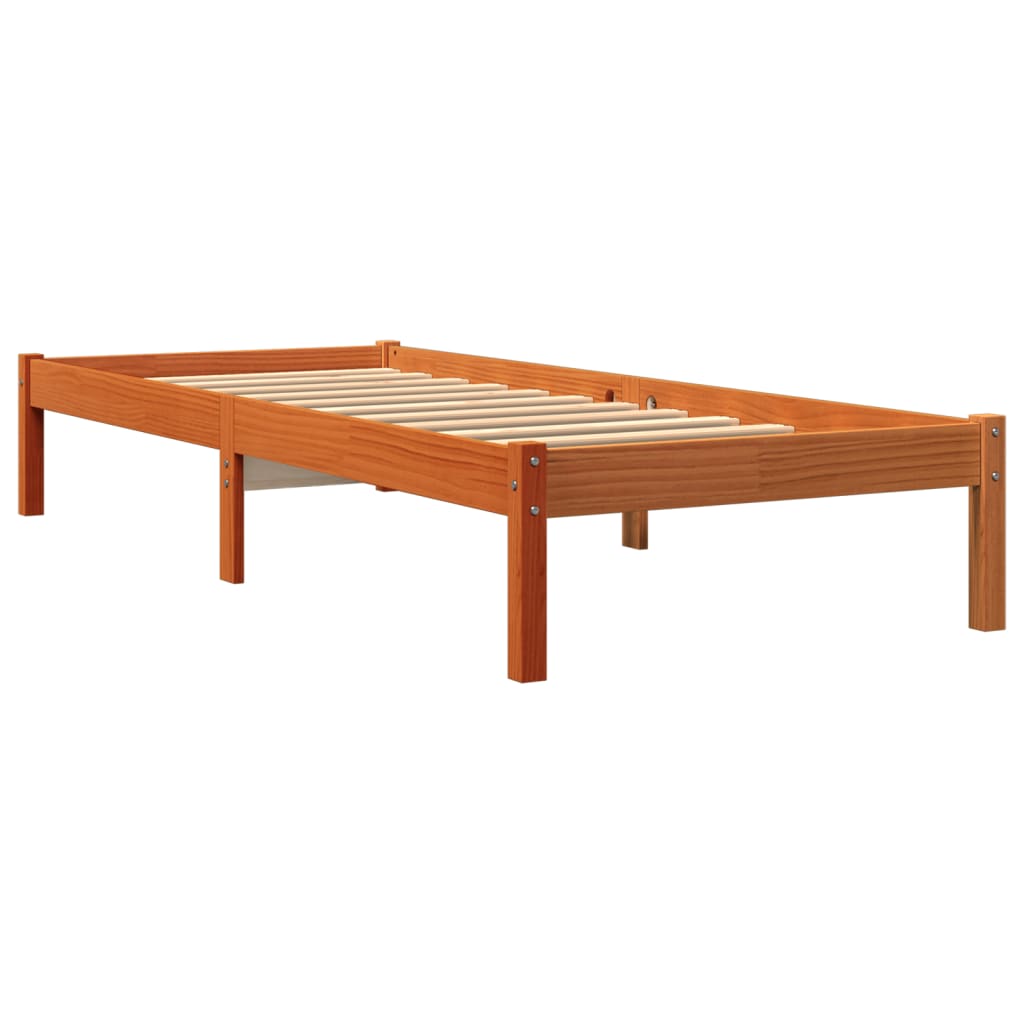 Sengeramme Uten Madrass Voksbrun 90X200 Cm Heltre Furu