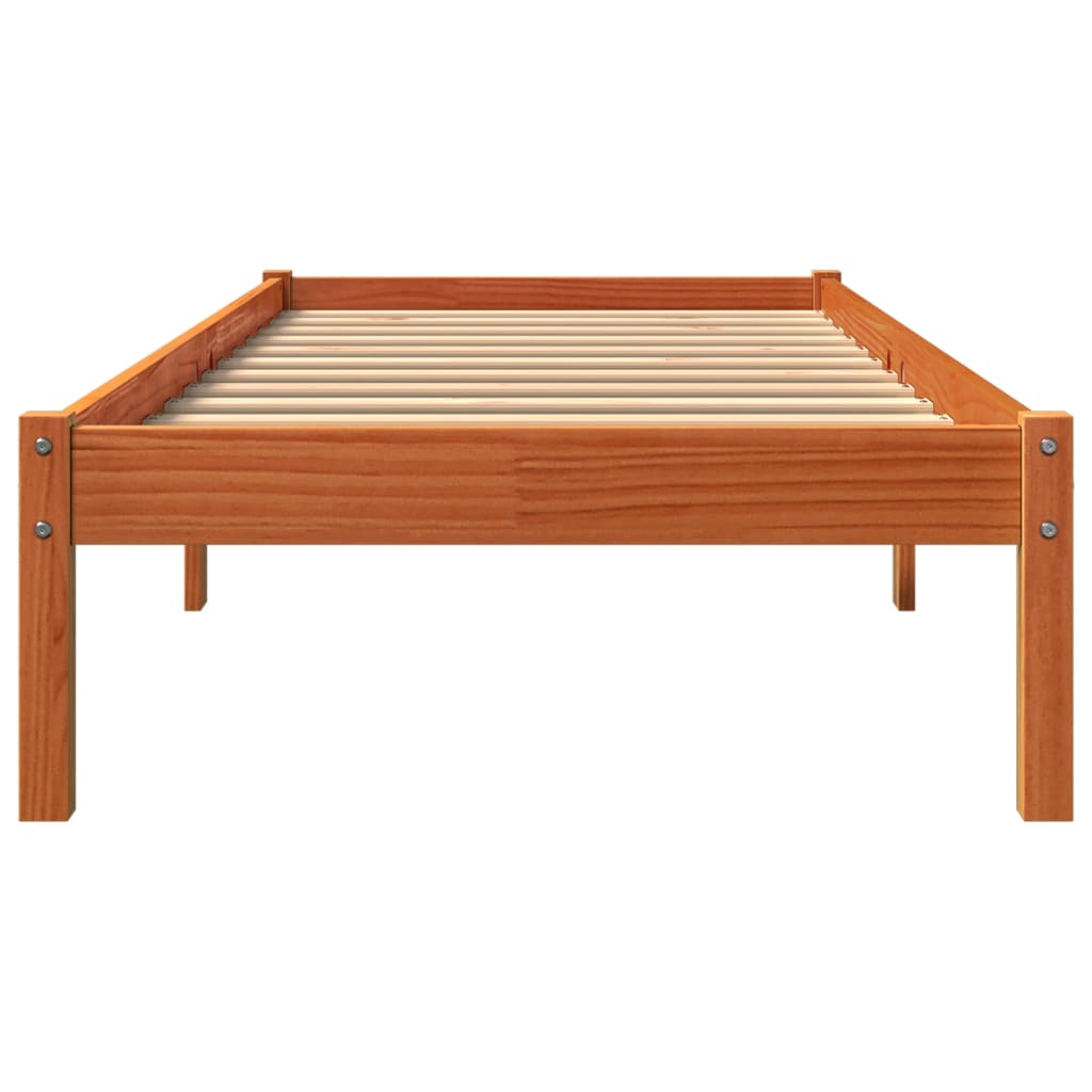 Sengeramme Uten Madrass Voksbrun 90X200 Cm Heltre Furu