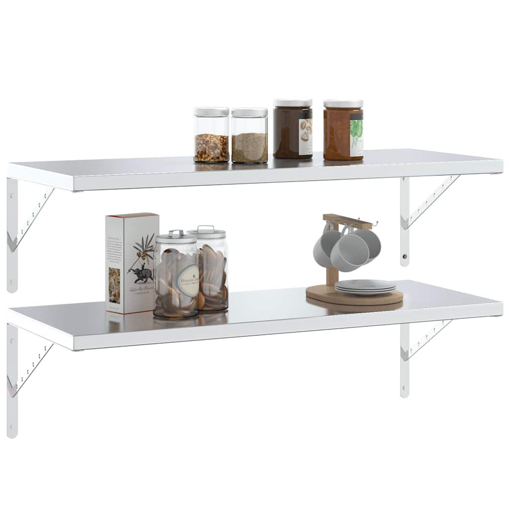 Hyllebraketter 4 Stk 40X2,5X25 Cm Sølv Rustfritt Stål