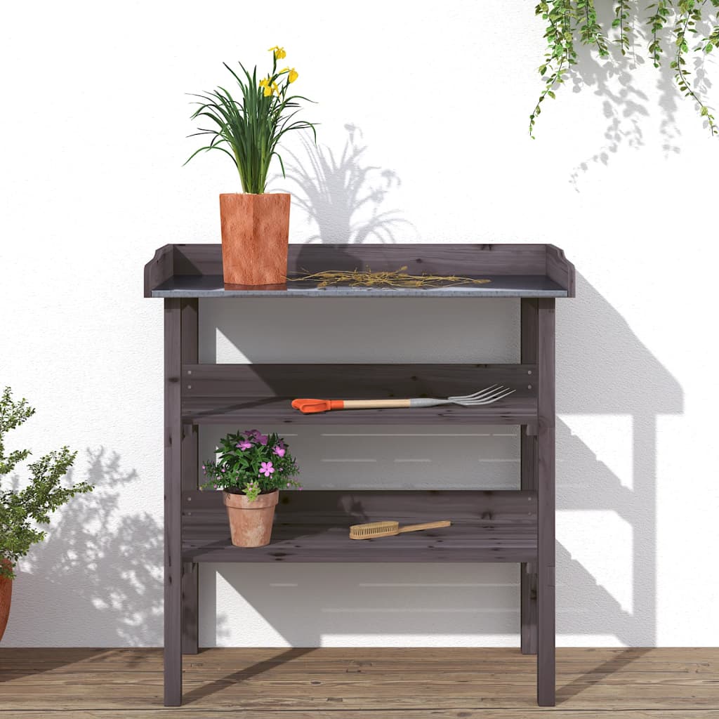 Plantebord Med Hyller Grå 78X38X82,5 Cm Heltre Gran