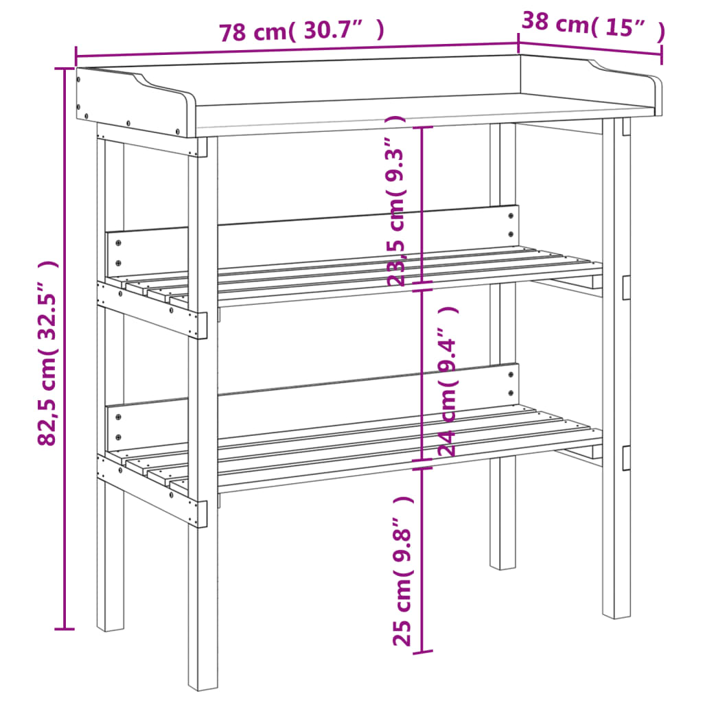 Plantebord Med Hyller Grå 78X38X82,5 Cm Heltre Gran