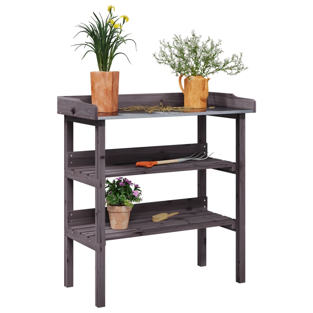 Plantebord Med Hyller Grå 78X38X82,5 Cm Heltre Gran