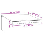 Automatisk Uttrekkbar Markise Med Led Burgunder 300X250 Cm
