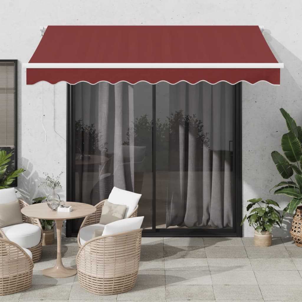 Automatisk Uttrekkbar Markise Med Led Burgunder 300X250 Cm
