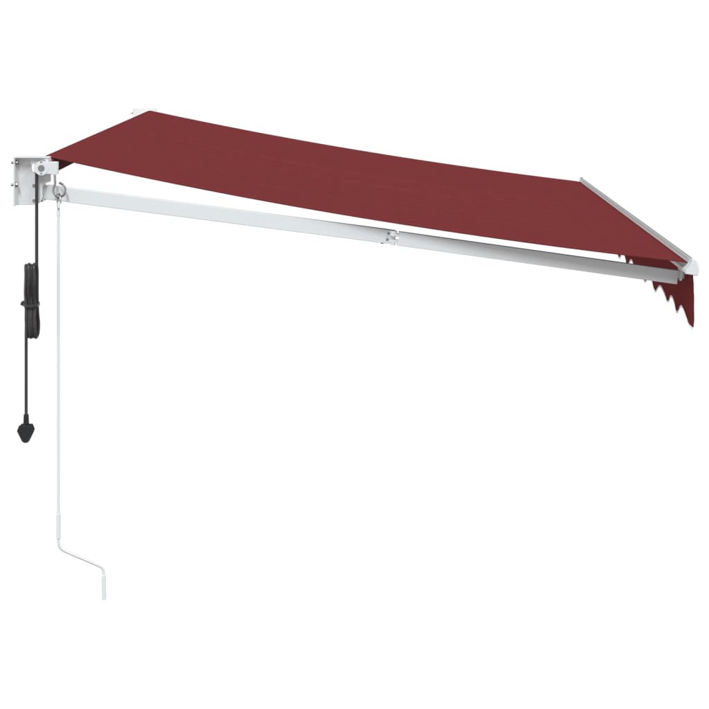 Automatisk Uttrekkbar Markise Med Led Burgunder 300X250 Cm