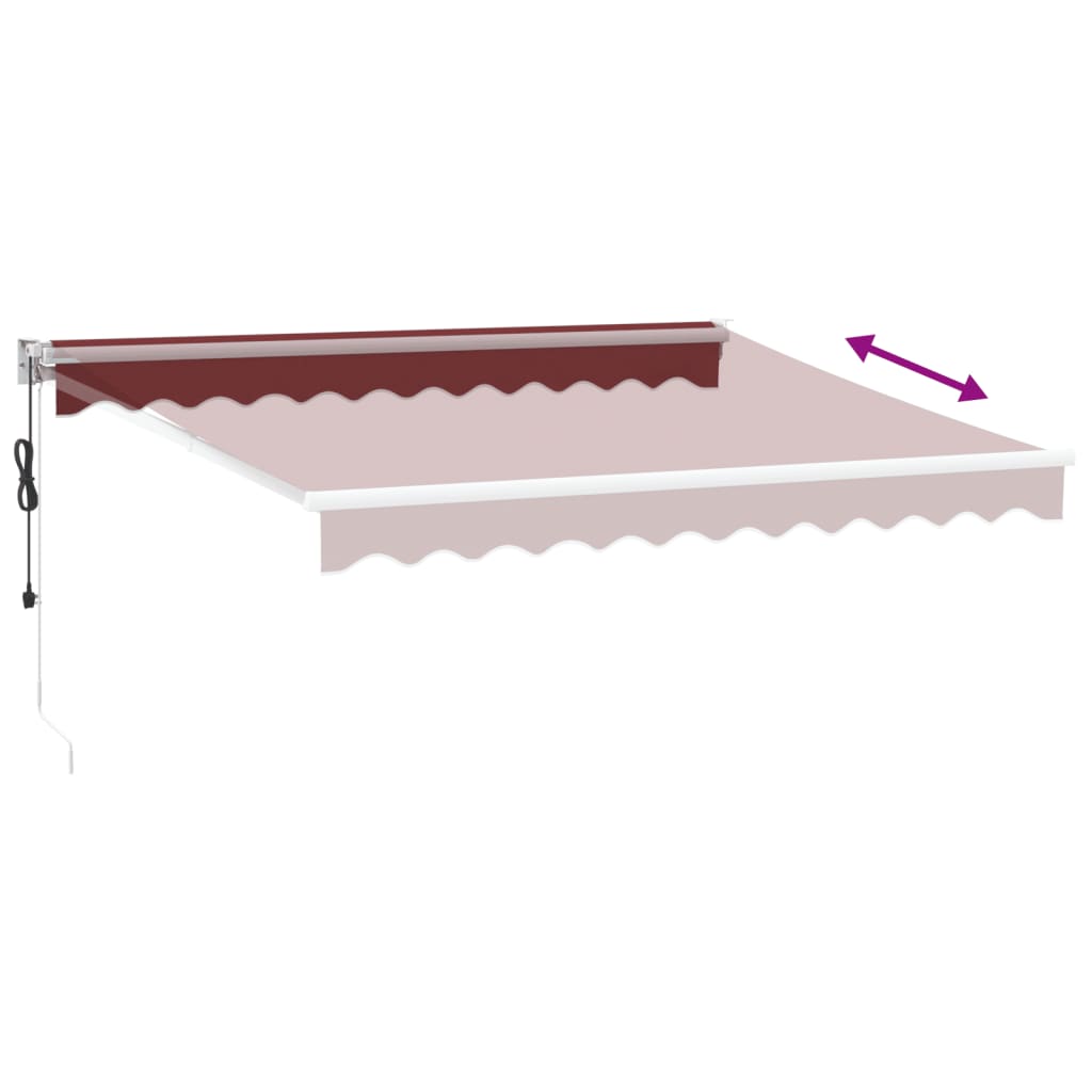 Automatisk Uttrekkbar Markise Med Led Burgunder 300X250 Cm
