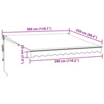 Automatisk Uttrekkbar Markise Med Led Burgunder 300X250 Cm