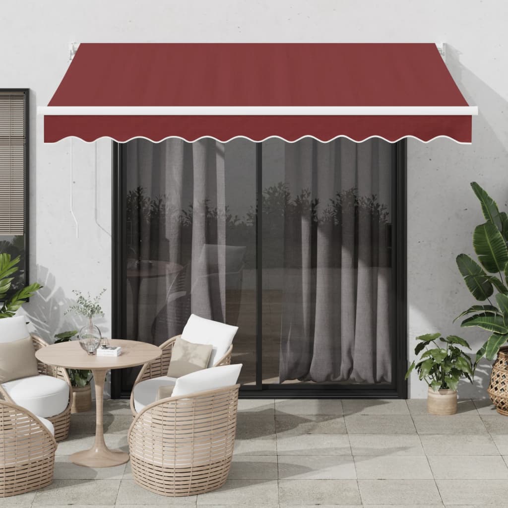 Automatisk Uttrekkbar Markise Med Led Burgunder 300X250 Cm