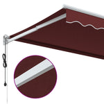 Automatisk Uttrekkbar Markise Med Led Burgunder 350X250 Cm