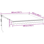 Automatisk Uttrekkbar Markise Med Led Burgunder 300X250 Cm
