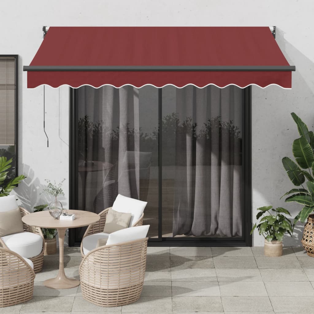 Automatisk Uttrekkbar Markise Med Led Burgunder 300X250 Cm