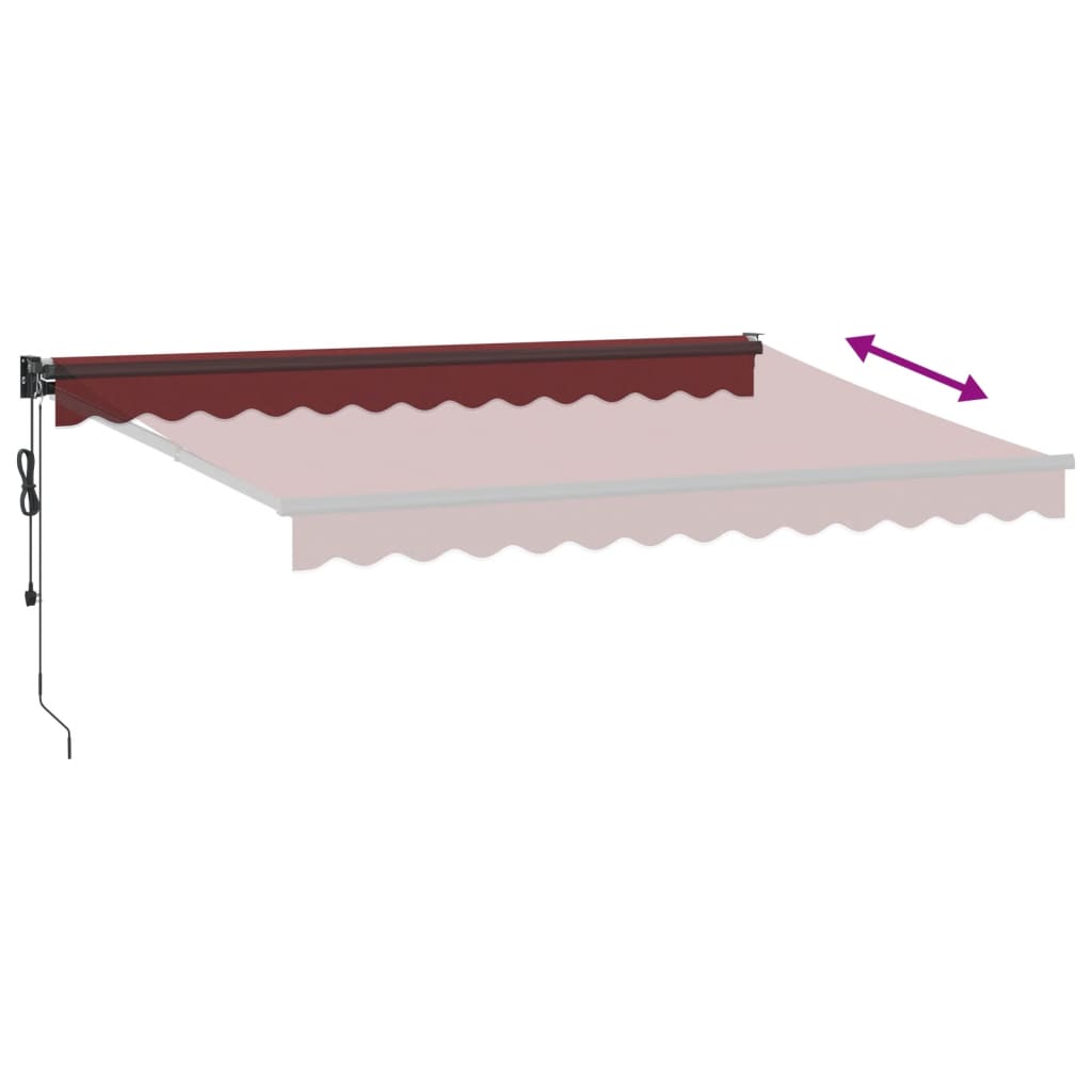 Automatisk Uttrekkbar Markise Med Led Burgunder 350X250 Cm