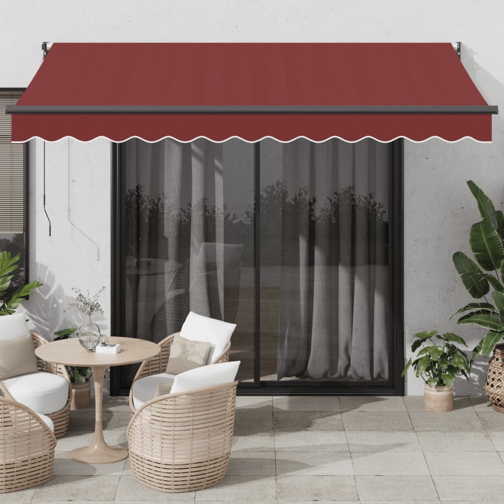 Automatisk Uttrekkbar Markise Med Led Burgunder 350X250 Cm