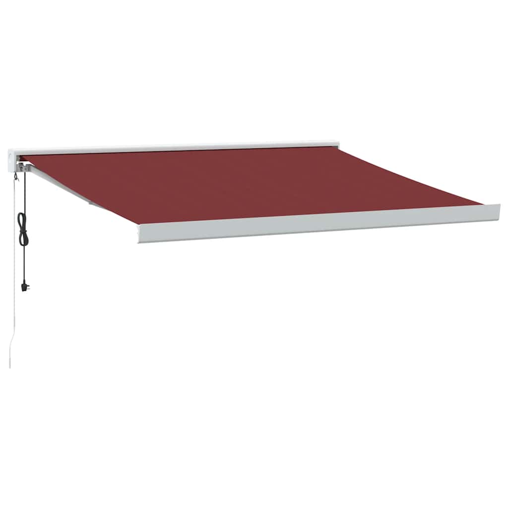 Automatisk Uttrekkbar Markise Med Led Burgunder 350X250 Cm