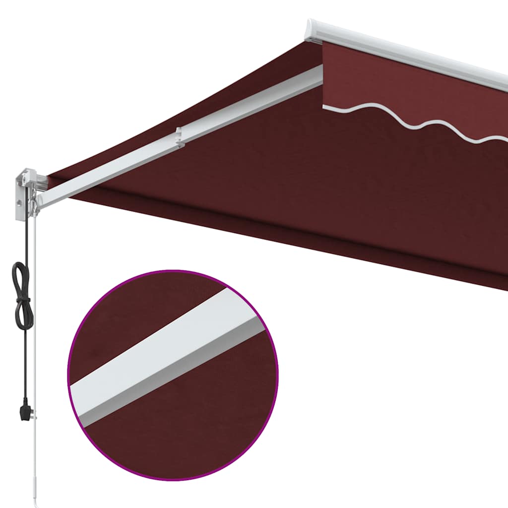 Automatisk Uttrekkbar Markise Med Led Burgunder 350X250 Cm