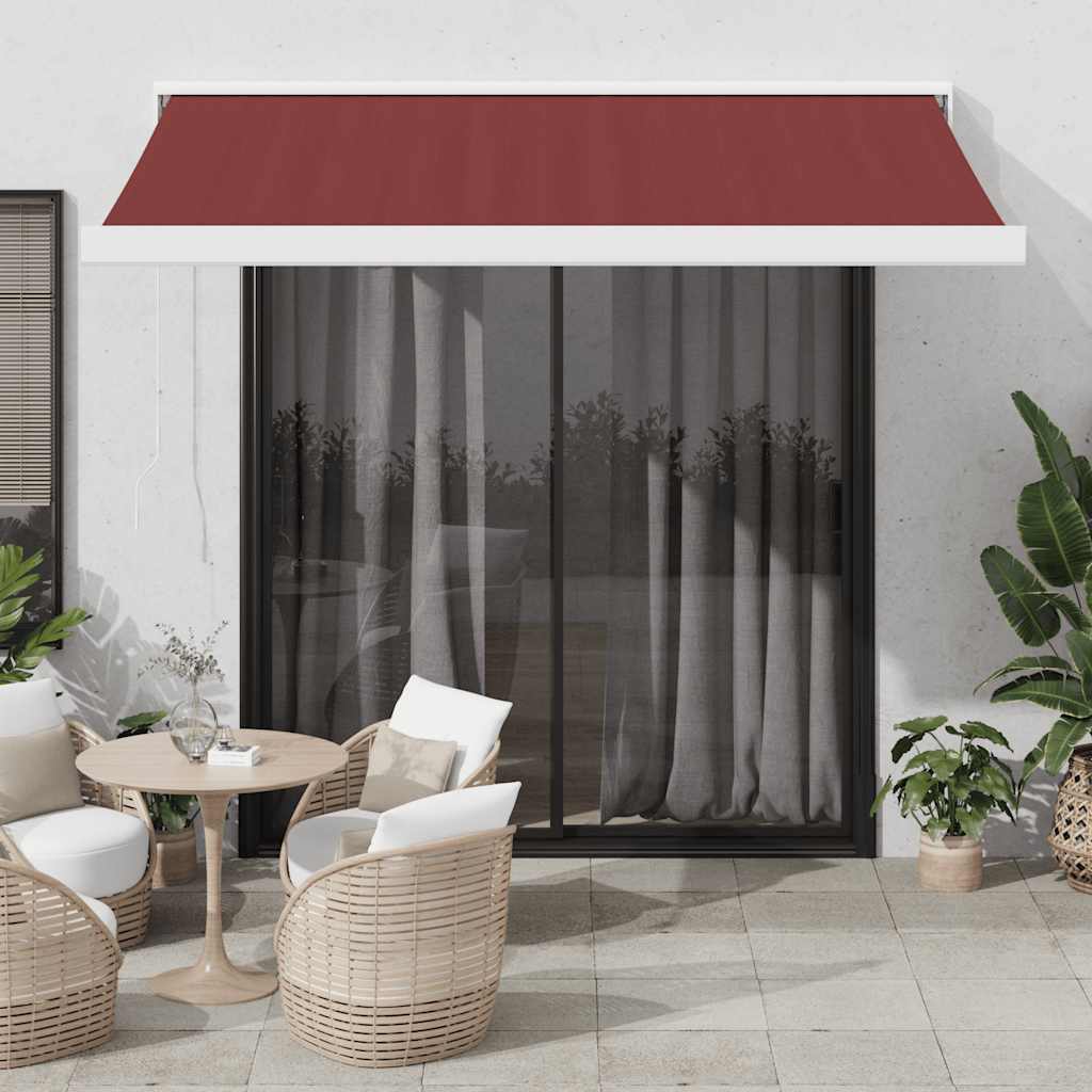 Automatisk Uttrekkbar Markise Med Led Burgunder 350X250 Cm
