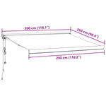 Automatisk Uttrekkbar Markise Med Led Burgunder 300X250 Cm