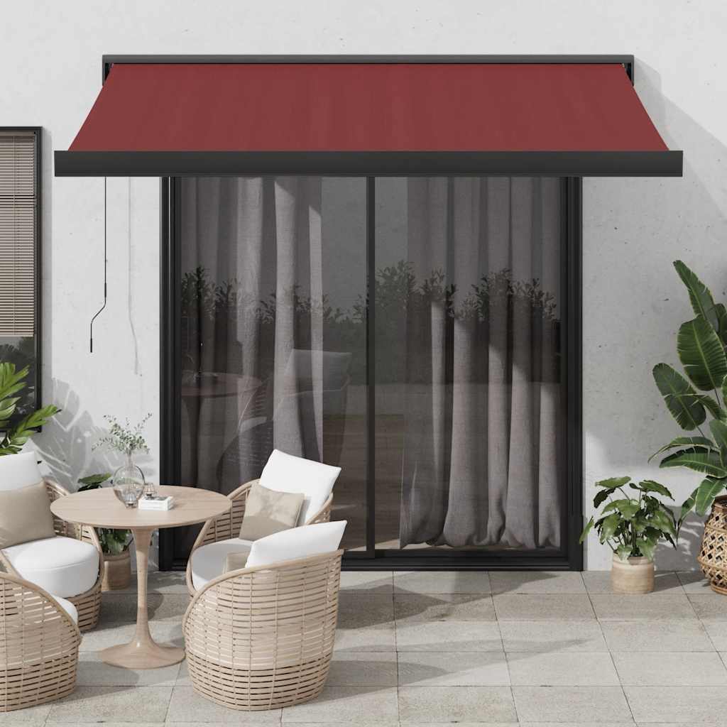Automatisk Uttrekkbar Markise Med Led Burgunder 350X250 Cm
