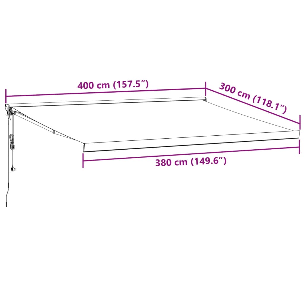 Automatisk Uttrekkbar Markise Burgunder 400X300 Cm