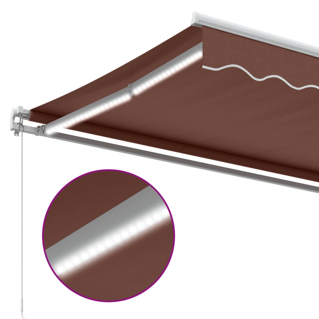 Manuell Uttrekkbar Markise Med Led Brun 300X250 Cm