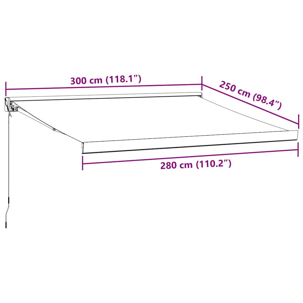 Manuell Uttrekkbar Markise Brun 300X250 Cm